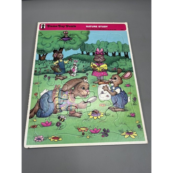 Rainbow Works Frame Puzzle NATURE STUDY 80s 90s Vintage Bunny Rabbits  USA - Picture 7 of 7
